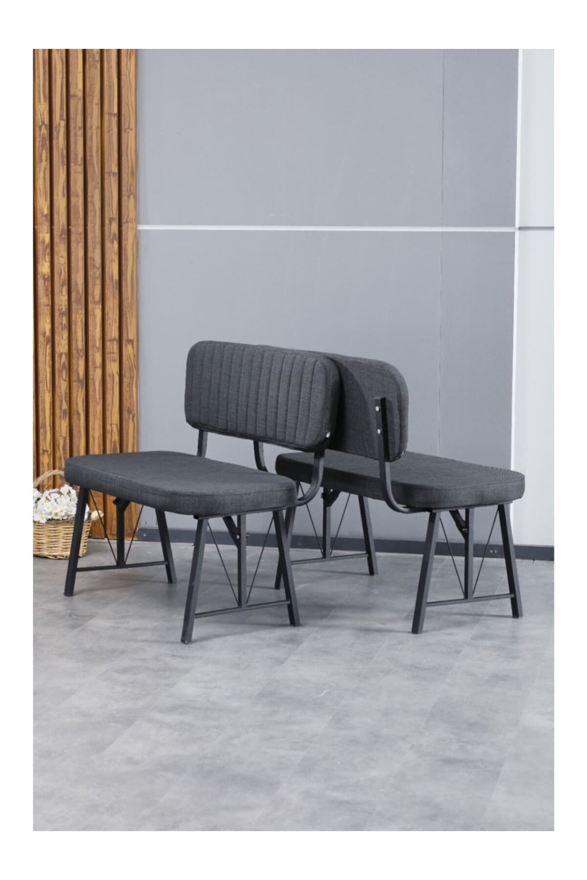 Mygusi Hayat Serisi Mutfak, Yemek, Bahçe, Kafe, Modern Bench, Puf, 2 Adet - Antrasit