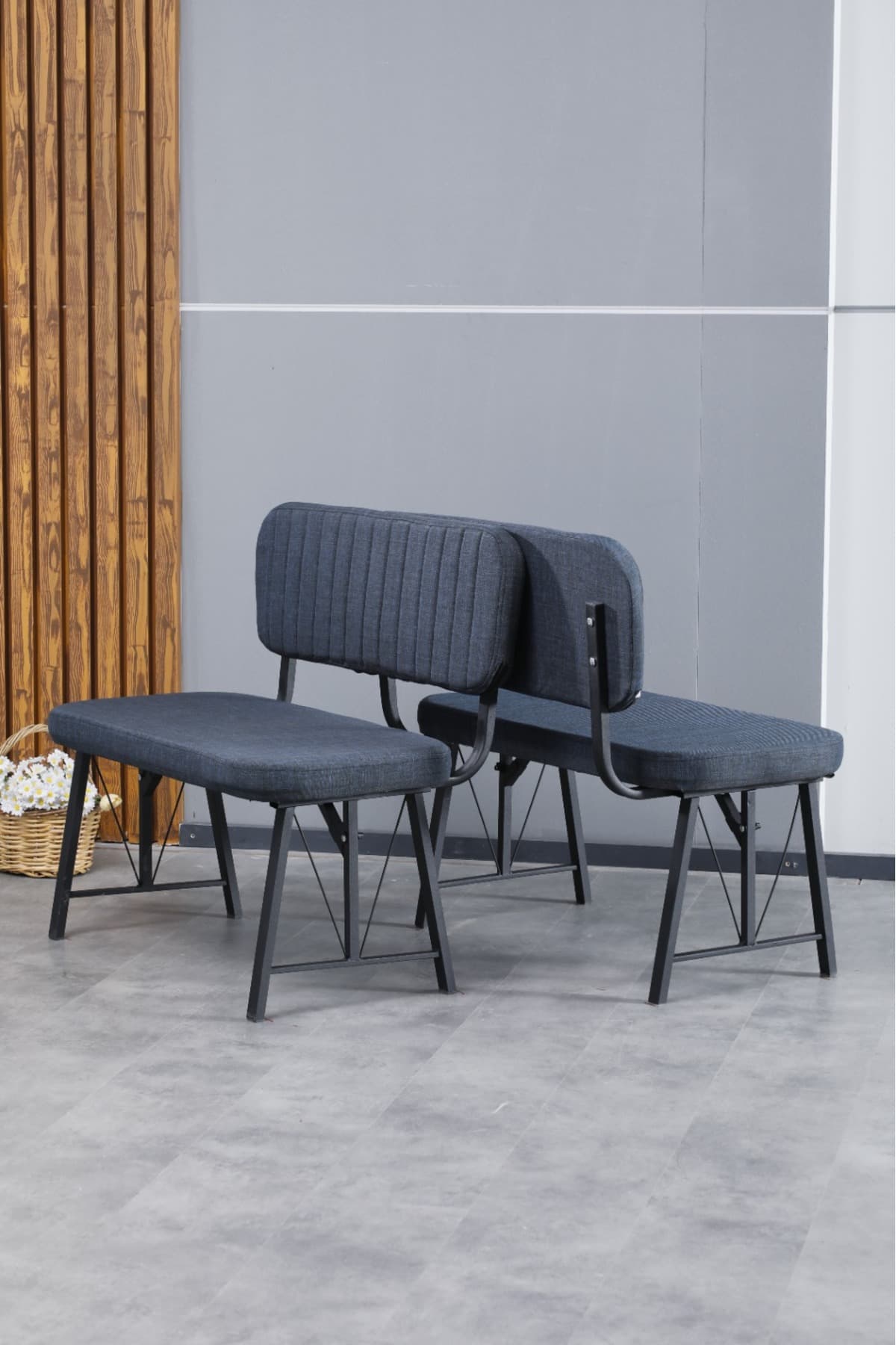 Mygusi Hayat Serisi Mutfak, Yemek, Bahçe, Kafe, Modern Bench, Puf, 2 Adet - Lacivert