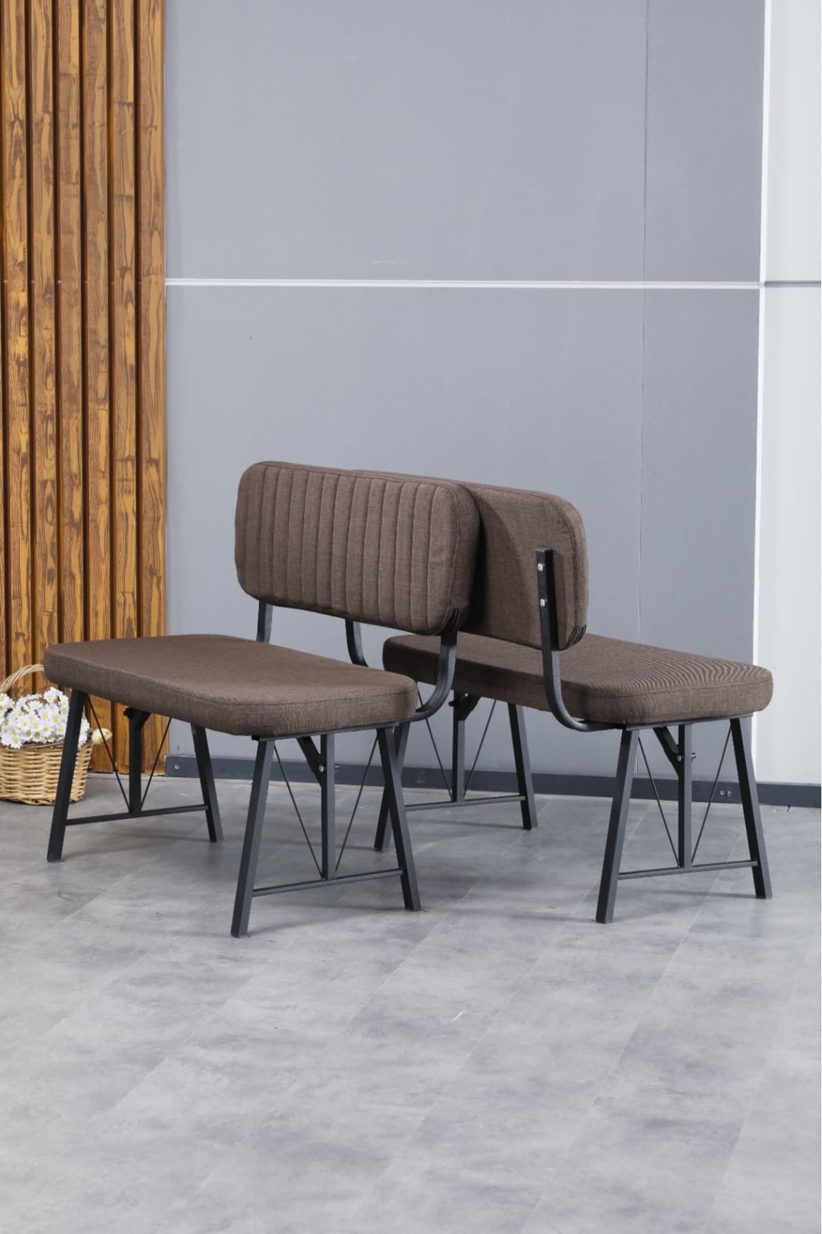 Mygusi Hayat Serisi Mutfak, Yemek, Bahçe, Kafe, Modern Bench, Puf, 2 Adet - Kahverengi